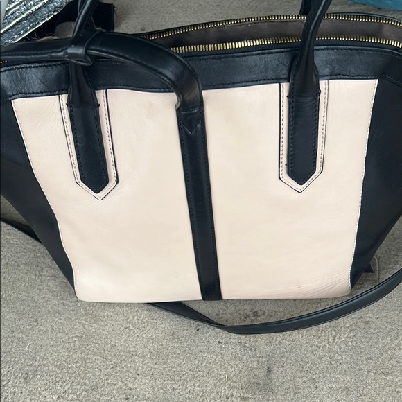 Jcrew Leather Sophisticated Black and Cream Tote Bag - Picture 5 of 5